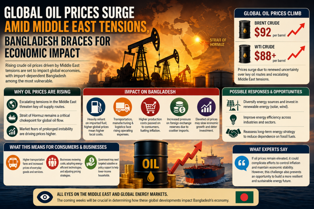 Global Oil Prices Surge Amid Middle East Tensions, Bangladesh Braces for Economic Impact